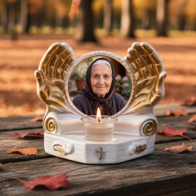 Candelă personalizată cu poza ta (în memoria celor dragi) mâini îngerești