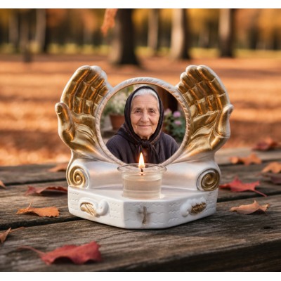 Candelă personalizată cu poza ta (în memoria celor dragi) mâini îngerești