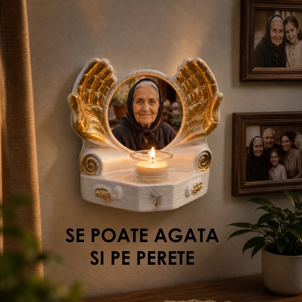 Candelă personalizată cu poza ta (în memoria celor dragi) mâini îngerești