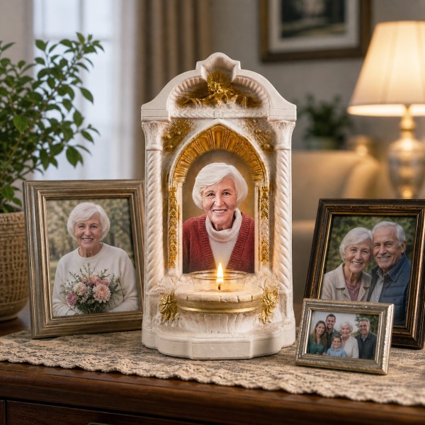Candelă personalizată cu poza ta (în memoria celor dragi) model Altar