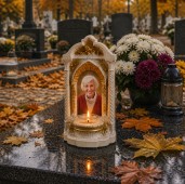 Candelă personalizată cu poza ta (în memoria celor dragi) model Altar