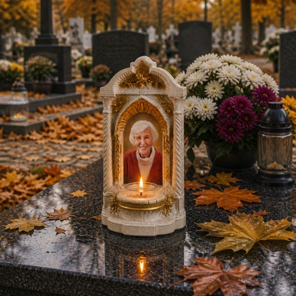 Candelă personalizată cu poza ta (în memoria celor dragi) model Altar