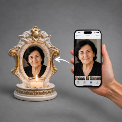 Candelă personalizată cu poza ta (în memoria celor dragi) Lumina Veșnică