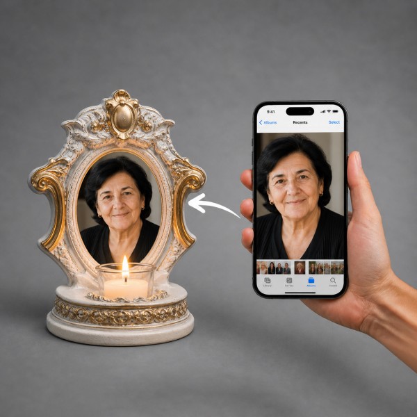 Candelă personalizată cu poza ta (în memoria celor dragi) Lumina Veșnică