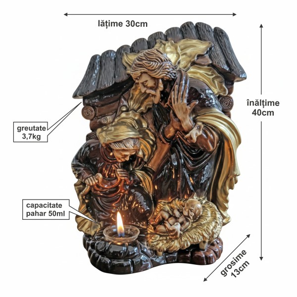 Candela mare Nasterea Domnului 40x30cm (maro)