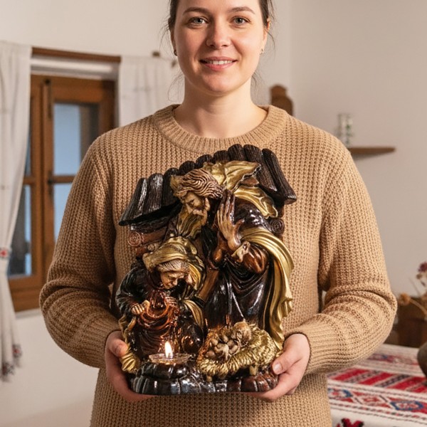 Candela mare Nasterea Domnului 40x30cm (maro)