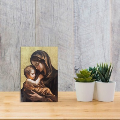Icoana placata cu foita aurie Maica Domnului cu Pruncul. Idee de cadou, casa noua sau pentru caminul tau