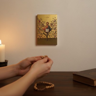 Icoana Ortodoxa Pomul Vietii Iisus Hristos pe panza canvas