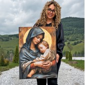 Icoana placata cu foita aurie Maica Domnului cu Pruncul. Idee de cadou, casa noua sau pentru caminul tau II Icoana placata cu foita aurie Maica Domnului cu Pruncul. Idee de cadou, casa noua sau pentru caminul tau II