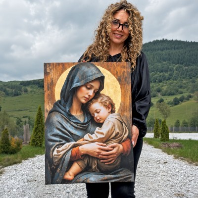 Icoana placata cu foita aurie Maica Domnului cu Pruncul. Idee de cadou, casa noua sau pentru caminul tau II