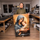 Icoana placata cu foita aurie Maica Domnului cu Pruncul. Idee de cadou, casa noua sau pentru caminul tau II Icoana placata cu foita aurie Maica Domnului cu Pruncul. Idee de cadou, casa noua sau pentru caminul tau II