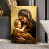 Icoana placata cu foita aurie Maica Domnului cu Pruncul. Idee de cadou, casa noua sau pentru caminul tau Icoana placata cu foita aurie Maica Domnului cu Pruncul. Idee de cadou, casa noua sau pentru caminul tau