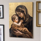 Icoana placata cu foita aurie Maica Domnului cu Pruncul. Idee de cadou, casa noua sau pentru caminul tau Icoana placata cu foita aurie Maica Domnului cu Pruncul. Idee de cadou, casa noua sau pentru caminul tau