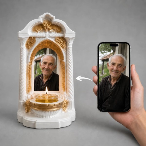 Candelă personalizată cu poza ta (în memoria celor dragi) model Altar