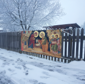 Baner decorativ Craciun - Nasterea Domnului 2x1m, decor exterior/interior, fundal foto