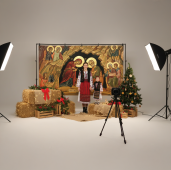 Baner decorativ Craciun - Nasterea Domnului 2x1m, decor exterior/interior, fundal foto