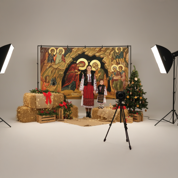 Baner decorativ Craciun - Nasterea Domnului 2x1m, decor exterior/interior, fundal foto