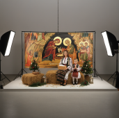 Baner decorativ Craciun - Nasterea Domnului 2x1m, decor exterior/interior, fundal foto