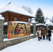 Baner decorativ Craciun - Nasterea Domnului 2x1m, decor exterior/interior, fundal foto