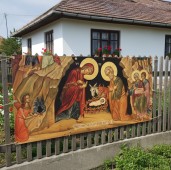 Baner decorativ Craciun - Nasterea Domnului 2x1m, decor exterior/interior, fundal foto