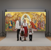 Baner decorativ Invierea Domnului 2x1m, decor exterior/interior, fundal foto