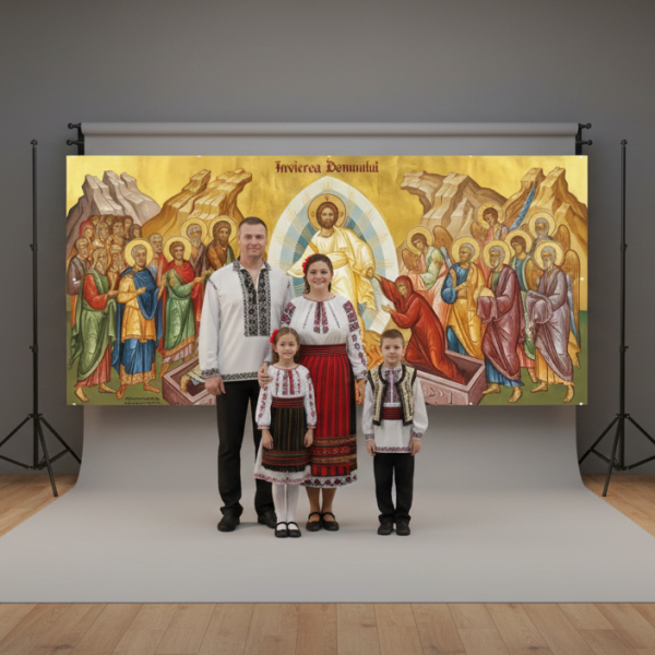 Baner decorativ Invierea Domnului 2x1m, decor exterior/interior, fundal foto