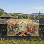 Baner decorativ Invierea Domnului 2x1m, decor exterior/interior, fundal foto