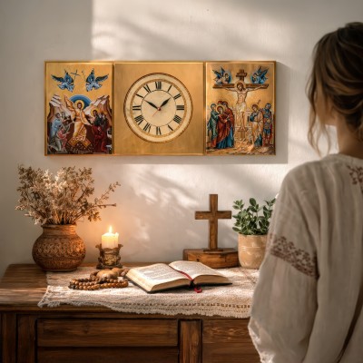 Ceas cu 2 icoane: Învierea Domnului si Răstignirea