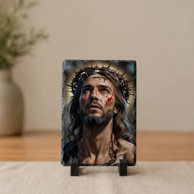 Icoană modernă Credință și Speranță pe placa din piatra 15x10cm