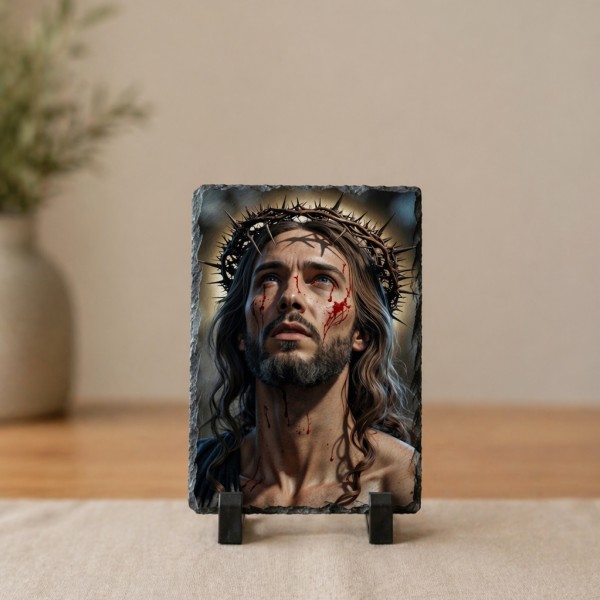 Icoană modernă Credință și Speranță pe placa din piatra 15x10cm