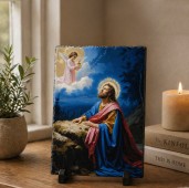Icoana Rugăciunea din Grădina cu Măslini  pe placa din piatra 15x10cm