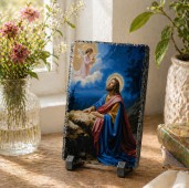 Icoana Rugăciunea din Grădina cu Măslini  pe placa din piatra 15x10cm