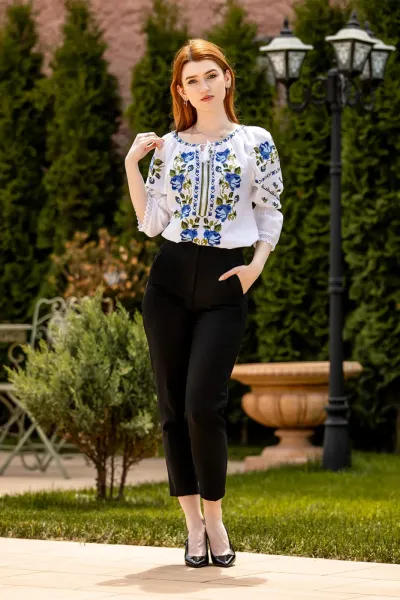 Ie tradițională românească Ofelia albastru — miniatura 4
