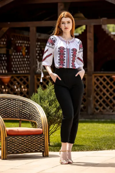 Ie tradițională românească Cernica roșu — miniatura 3