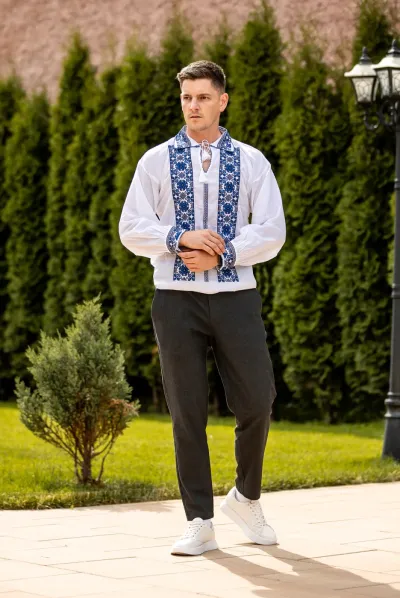 Cămașă tradițională Iancu albastru — miniatura 2