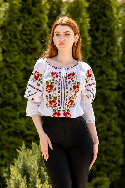 Ie tradițională românească Ofelia roșu
