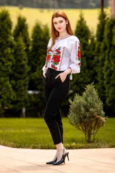 Ie tradițională românească Florica roșu — miniatura 3