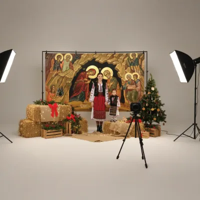 Baner decorativ Crăciun – Nașterea Domnului 2x1 m, decor exterior/interior, fundal foto — miniatura 4