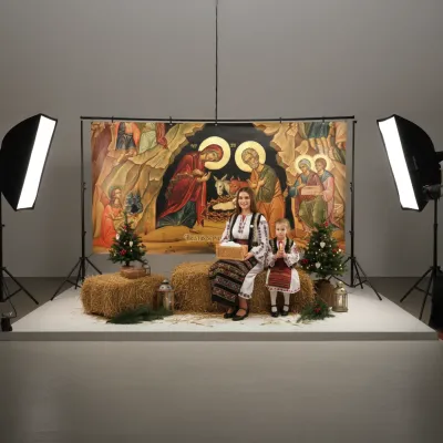 Baner decorativ Crăciun – Nașterea Domnului 2x1 m, decor exterior/interior, fundal foto — miniatura 5