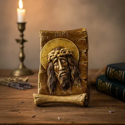 Icoana în relief 3D Iisus Hristos INRI, cu agățătoare de perete — miniatura 2