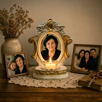 Candelă personalizată cu poza ta (în memoria celor dragi), model Lumina Veșnică — miniatura 3