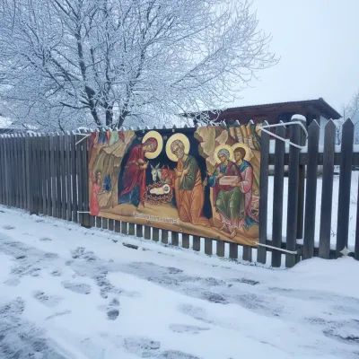 Baner decorativ Crăciun – Nașterea Domnului 2x1 m, decor exterior/interior, fundal foto — miniatura 9