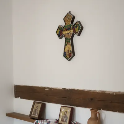 Cruce medie Cina cea de Taină și Nașterea Domnului 24x18 cm — miniatura 5