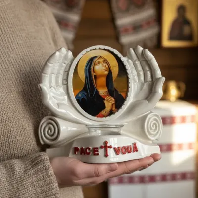 Candela Păcii Maica Domnului în rugăciune (albă) — miniatura 2