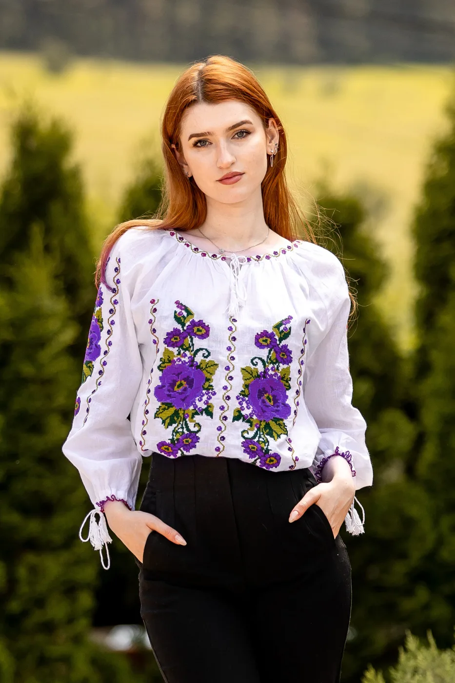 Ie tradițională românească Florica mov