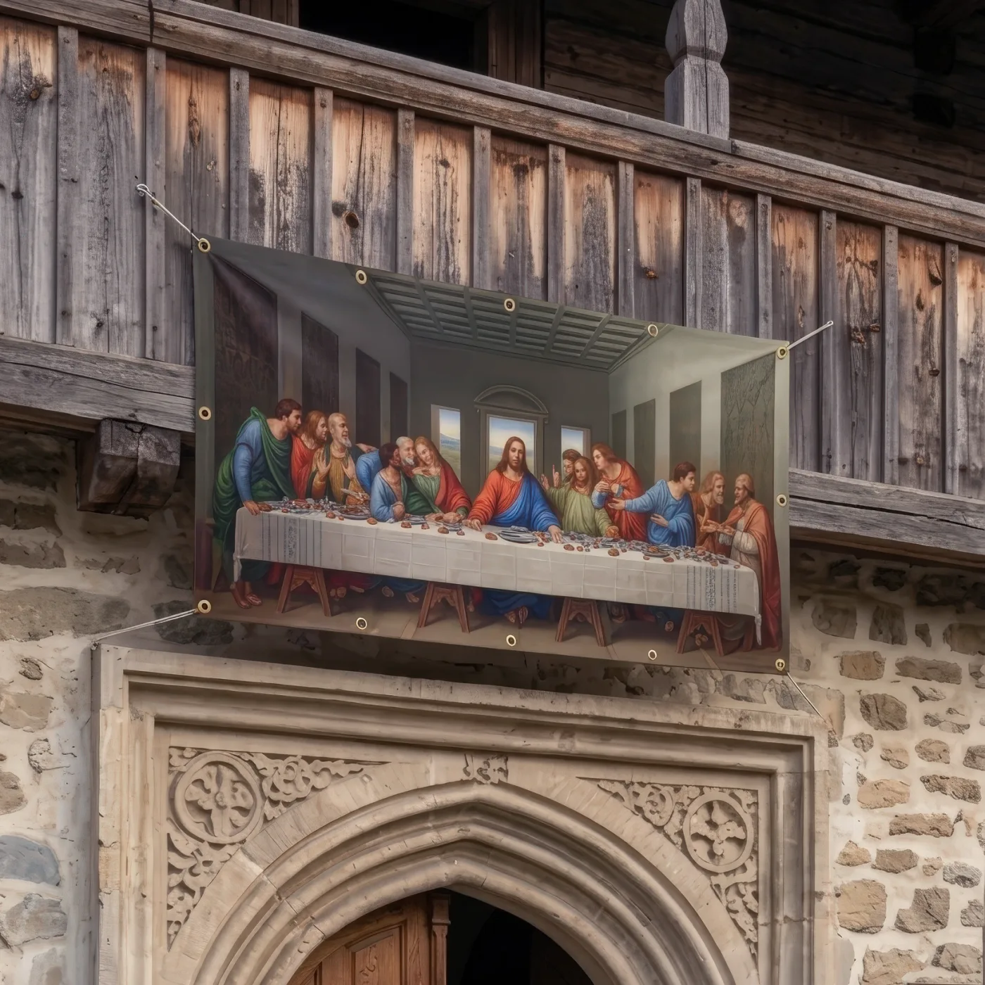 Baner Cina cea de Taină 2x1 m, decor exterior/interior, fundal foto — imaginea 4