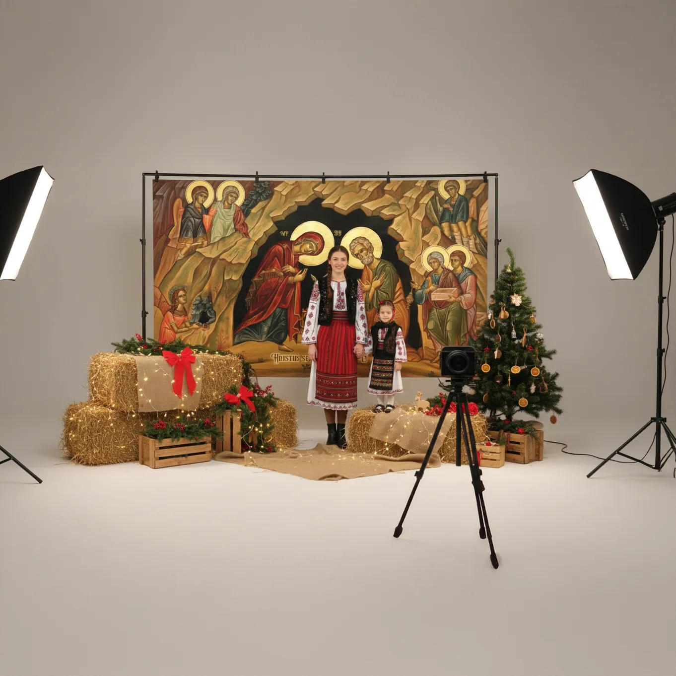 Baner decorativ Crăciun – Nașterea Domnului 2x1 m, decor exterior/interior, fundal foto — imaginea 4