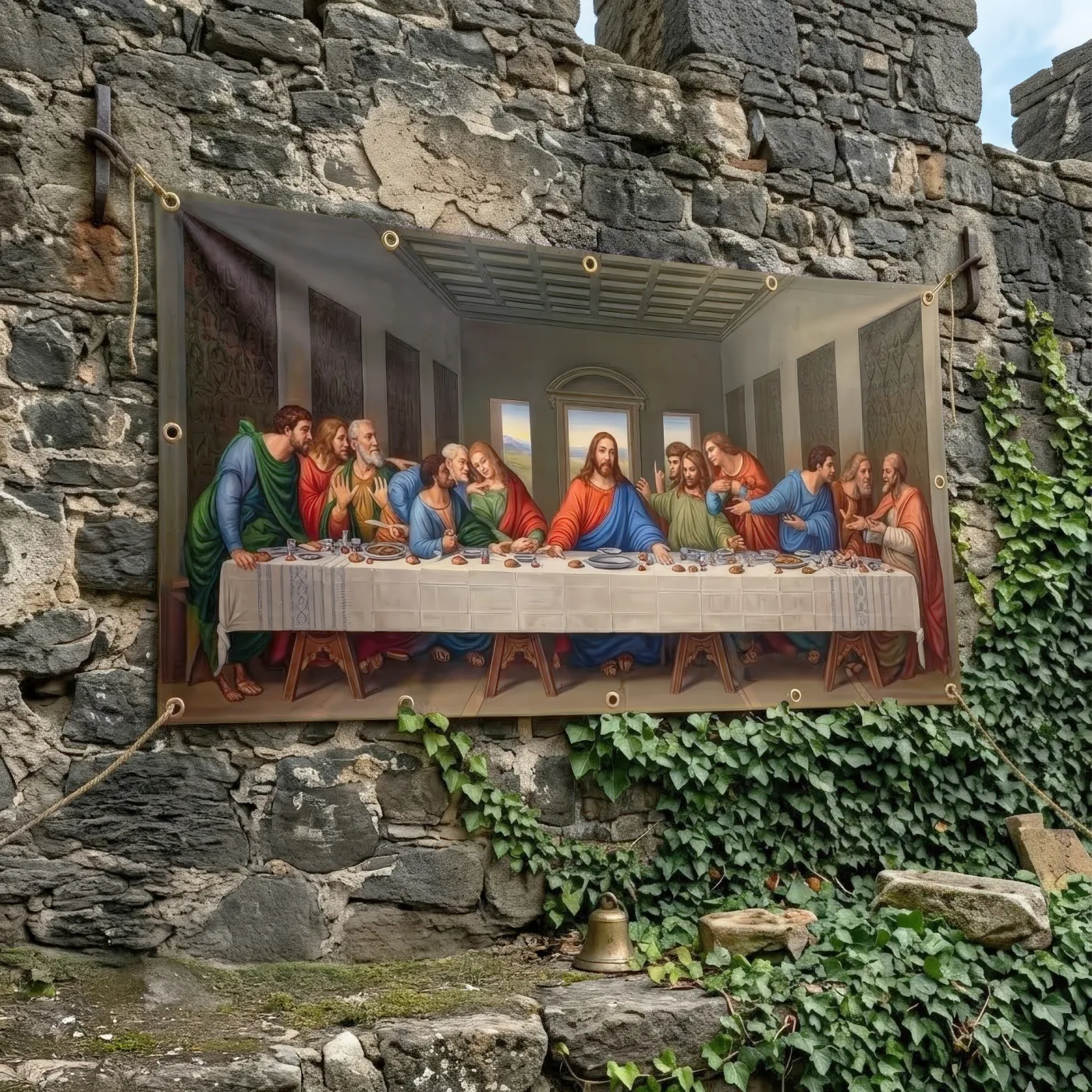 Baner Cina cea de Taină 2x1 m, decor exterior/interior, fundal foto — imaginea 3