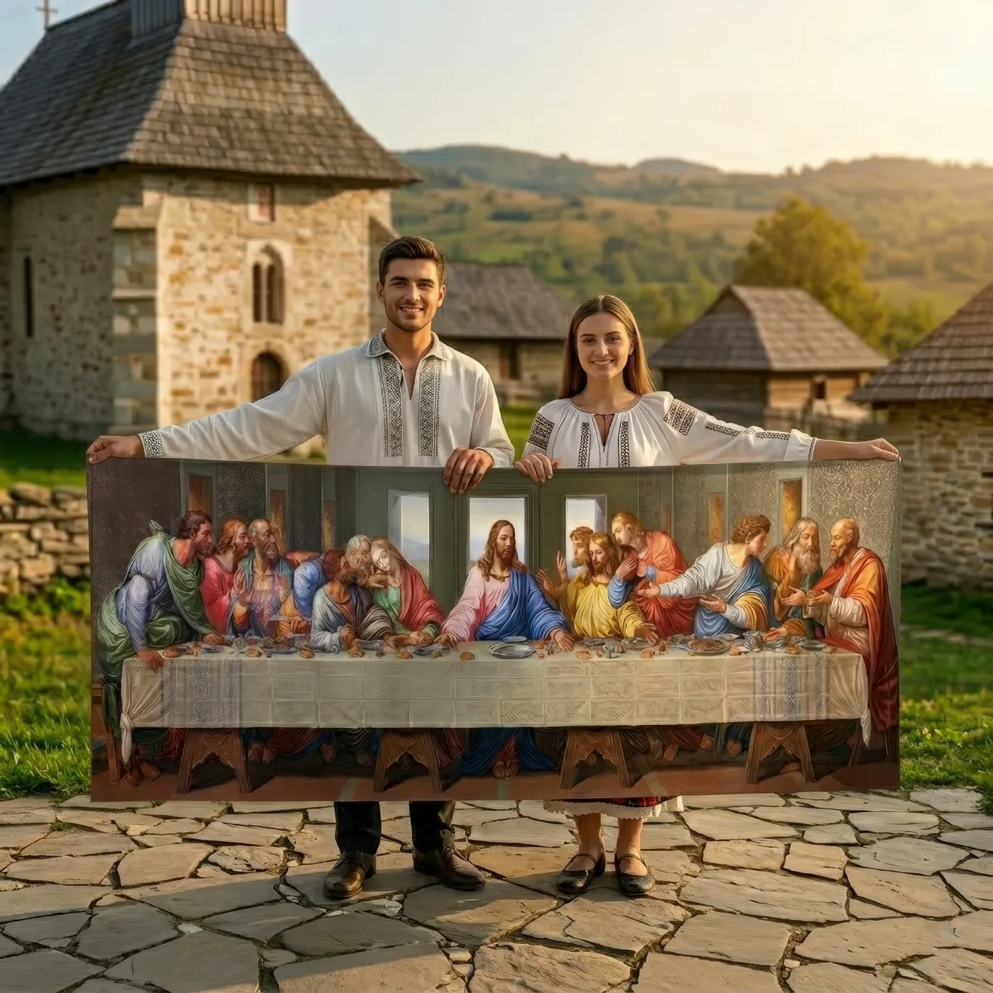 Baner Cina cea de Taină 2x1 m, decor exterior/interior, fundal foto
