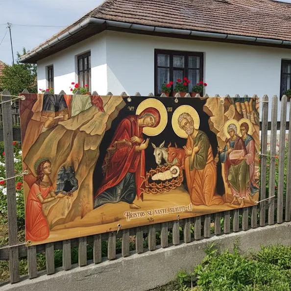 Baner decorativ Crăciun – Nașterea Domnului 2x1 m, decor exterior/interior, fundal foto — imaginea 8